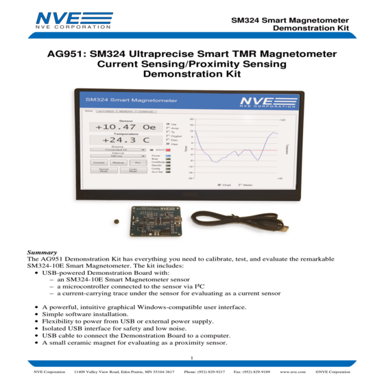 TMR晶片多用型感測應用套件 AG951-07E SM324-10E Smart TMR Magnetometer Evaluation Kit