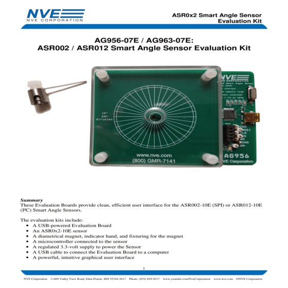 AG956-07E ASR002-10E Smart Angle Sensor Evaluation Kit